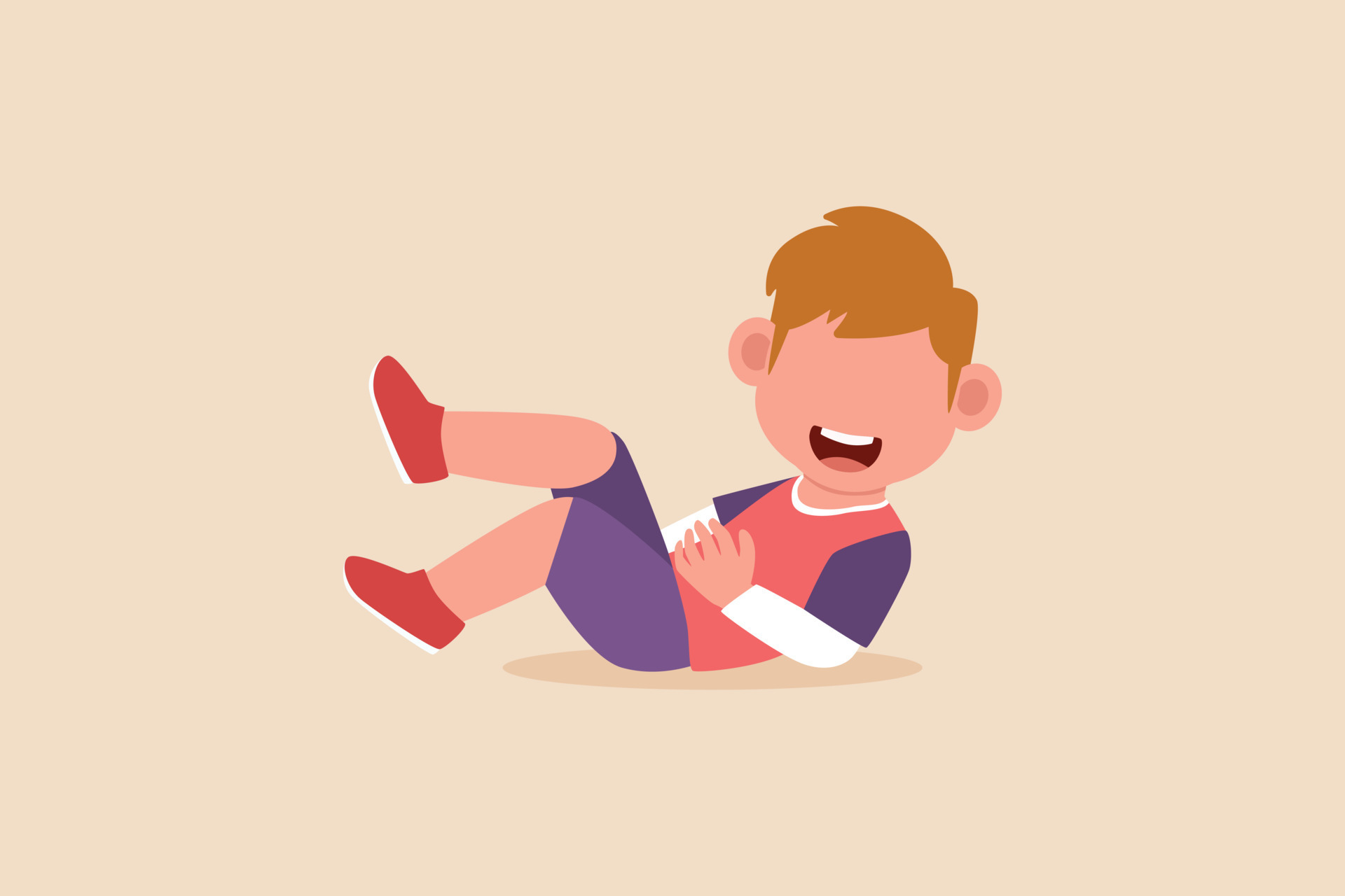 Happy little boy laugh so hard and holding belly. Cheer up pose concept.  Flat vector illustrations isolated. 11766027 Vector Art at Vecteezy