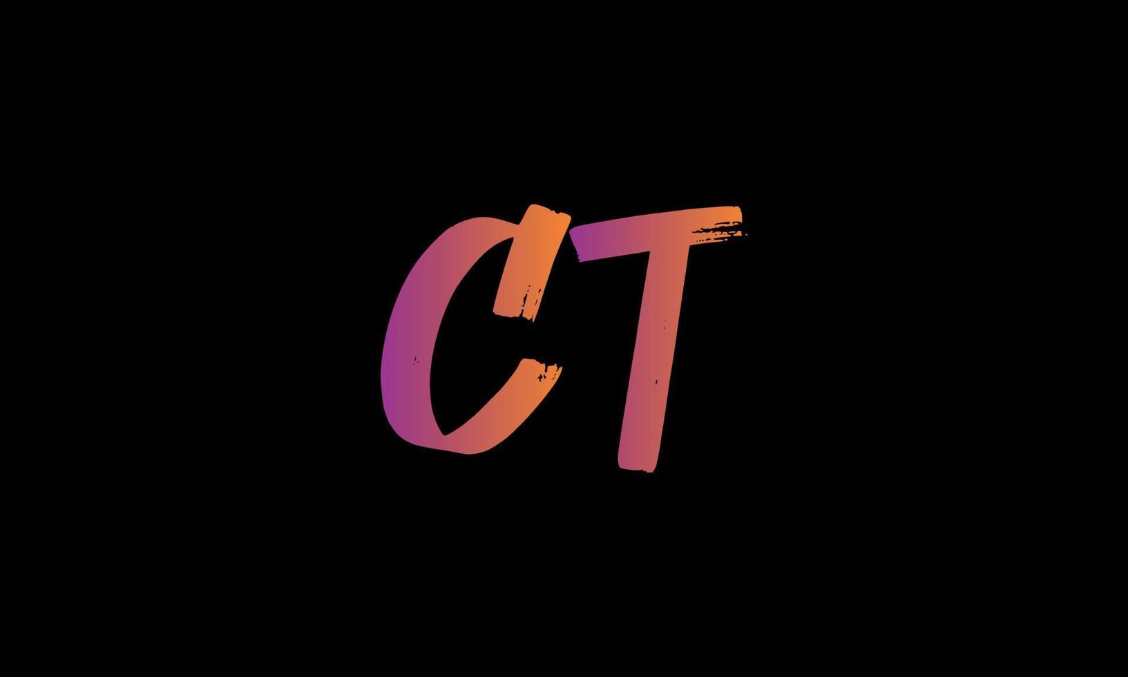 Initial Letter CT Logo. CT Brush Stock Letter Logo design Free vector template.