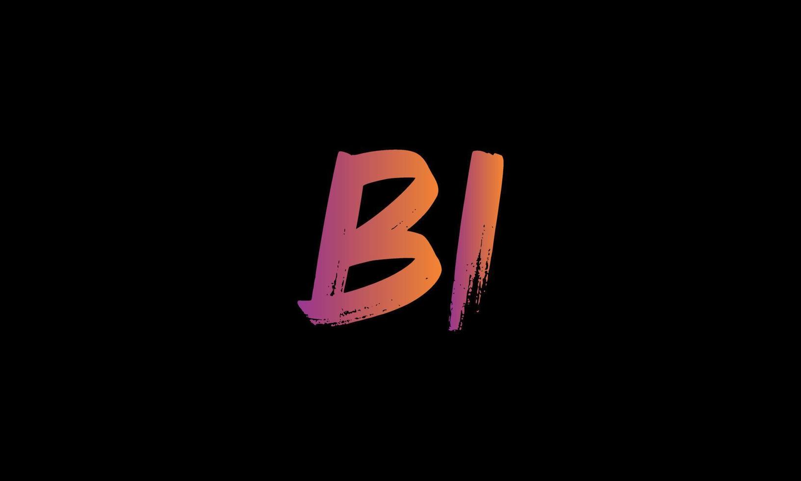 logotipo inicial de la letra bi. plantilla de vector libre de diseño de logotipo de carta stock de cepillo bi.