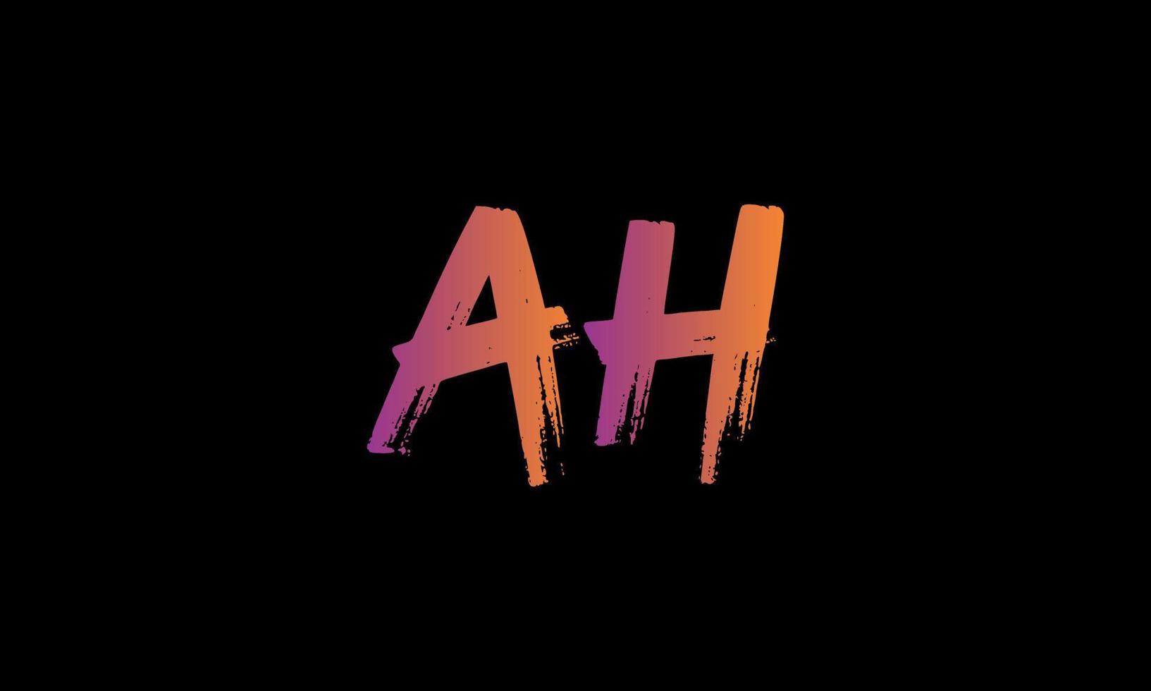 Initial Letter AH Logo. AH Brush Stock Letter Logo design Free vector template.