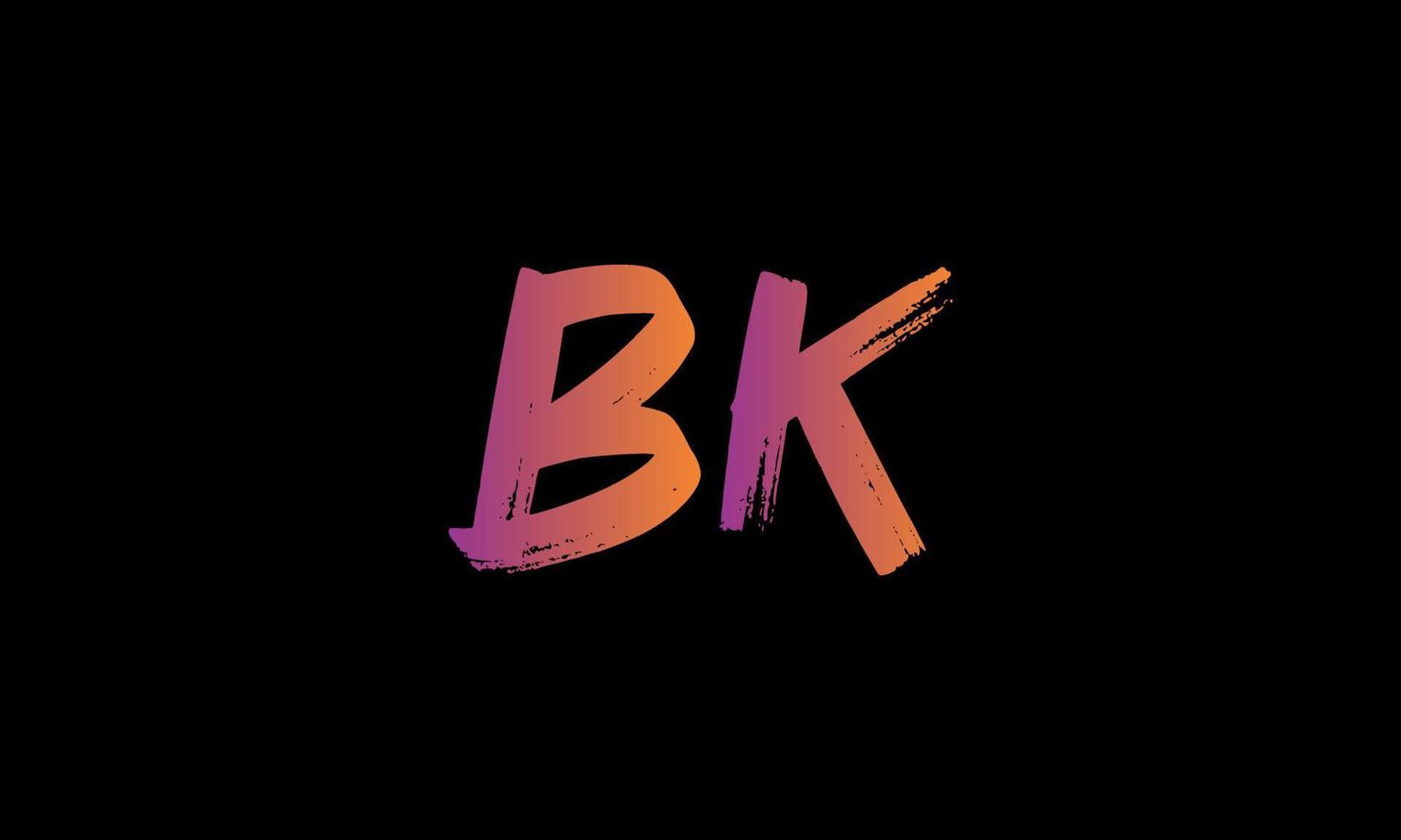 Initial Letter BK Logo. BK Brush Stock Letter Logo design Free vector template.