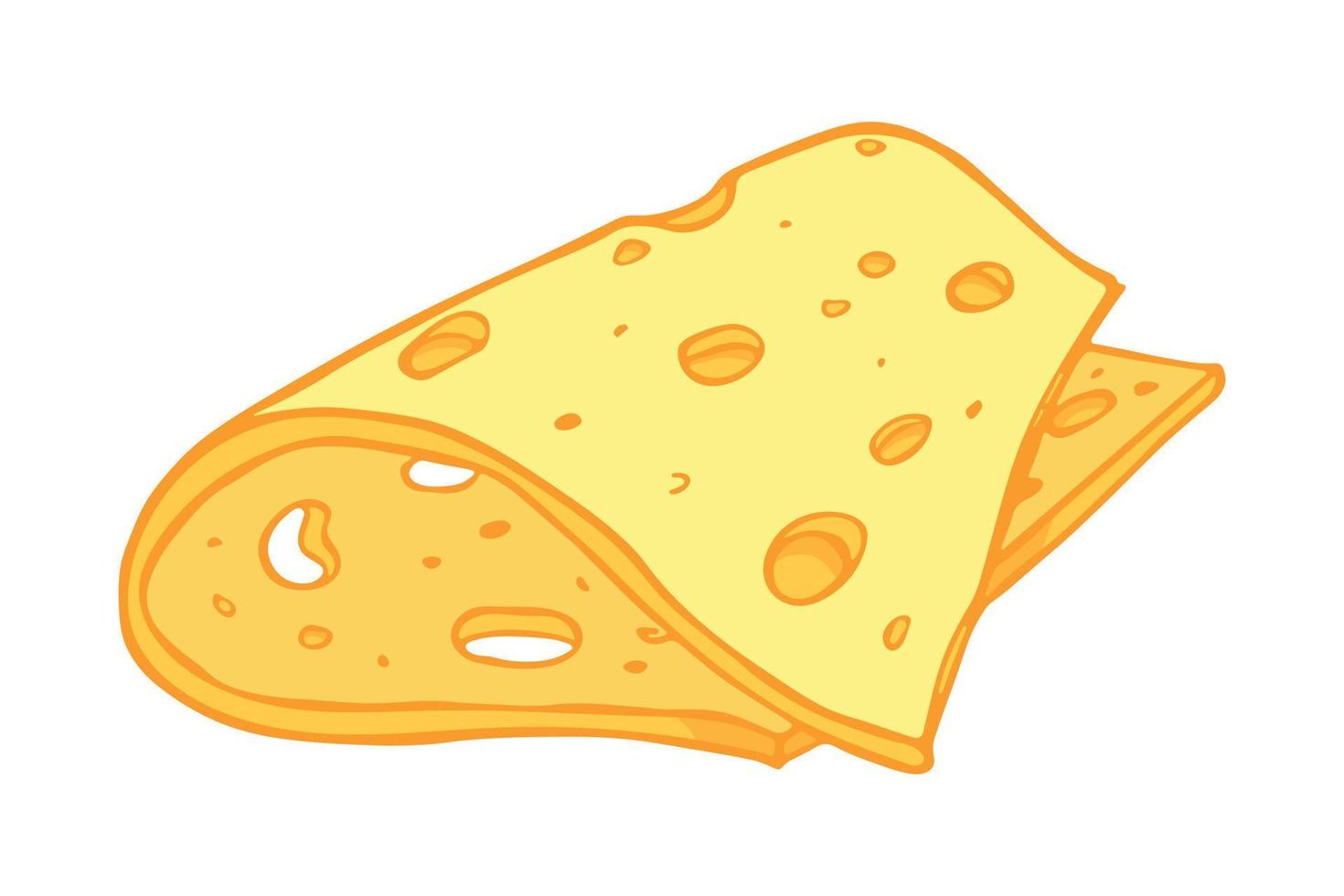 Hand drawn cheese parts and slices isolated on a white background. Cheese icon. Vector cheese clipart