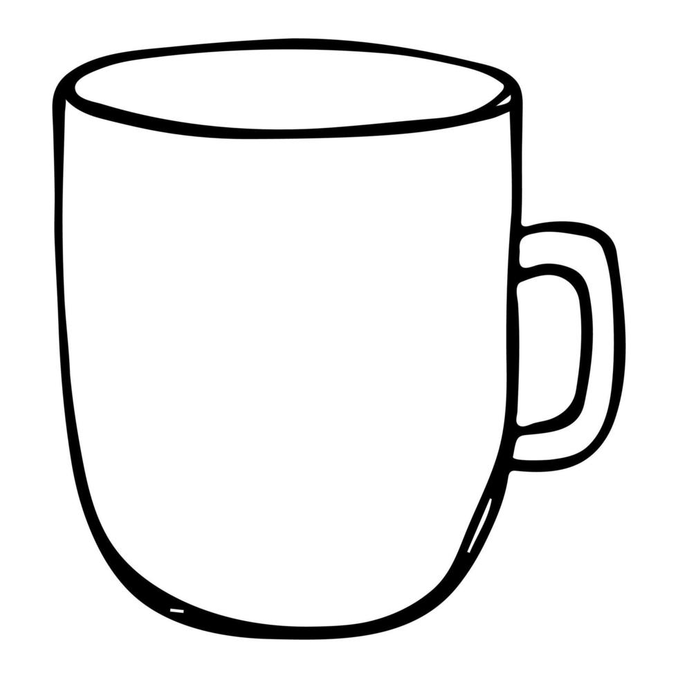 Cute cup of tea or coffee illustration. Simple mug clipart. Cozy home doodle vector