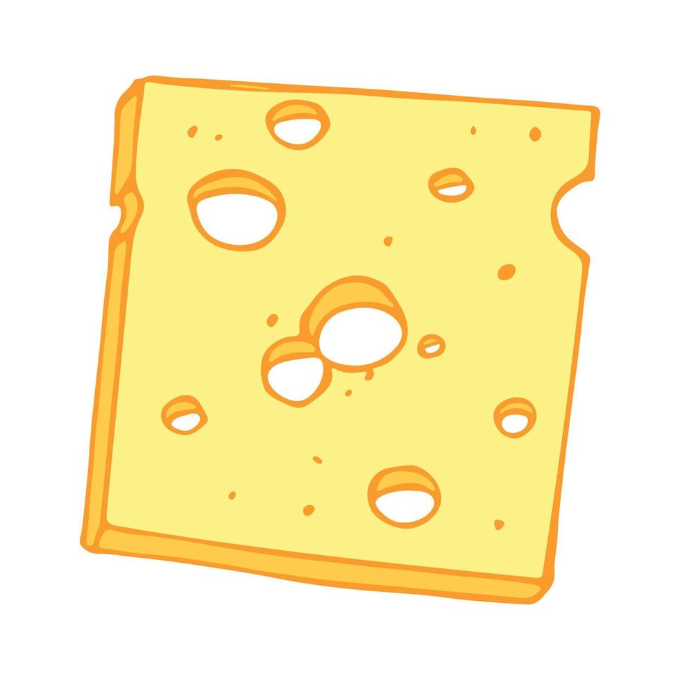 Hand drawn cheese parts and slices isolated on a white background. Cheese icon. Vector cheese clipart