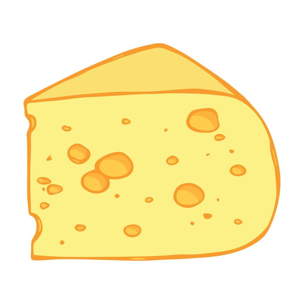 Hand drawn cheese parts and slices isolated on a white background. Cheese icon. Vector cheese clipart