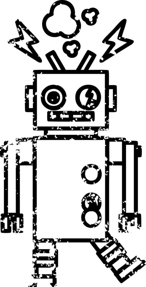 robot averiado icono angustiado vector