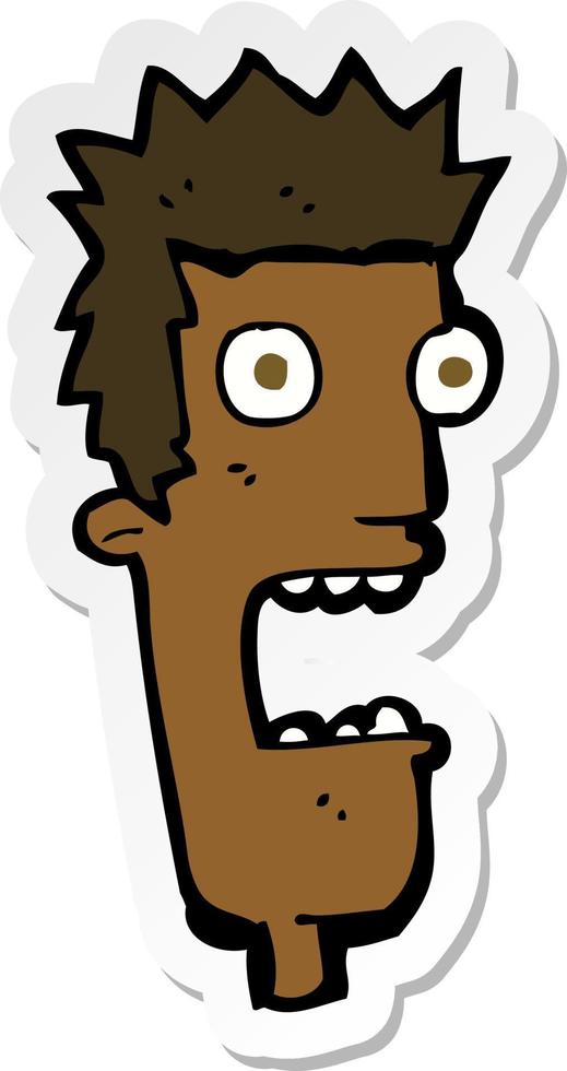 sticker of a cartoon shocked mans face vector