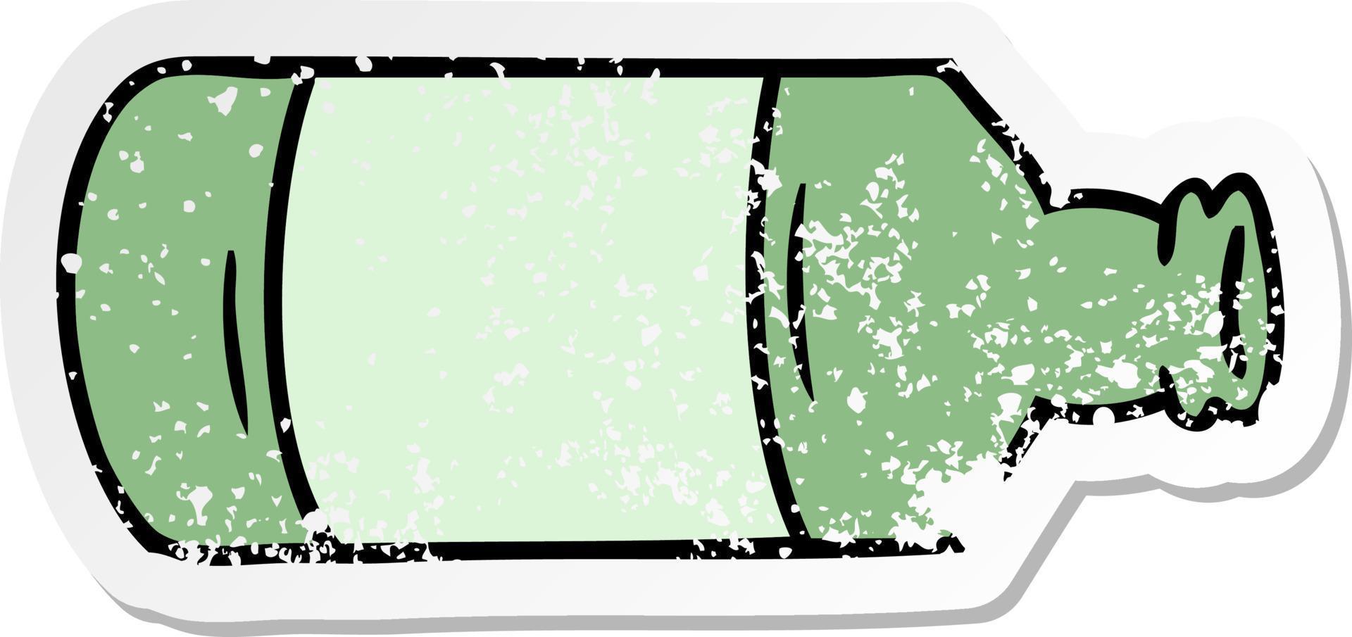 caricatura, pegatina, angustiado, garabato, de, un, viejo, botella de vidrio vector