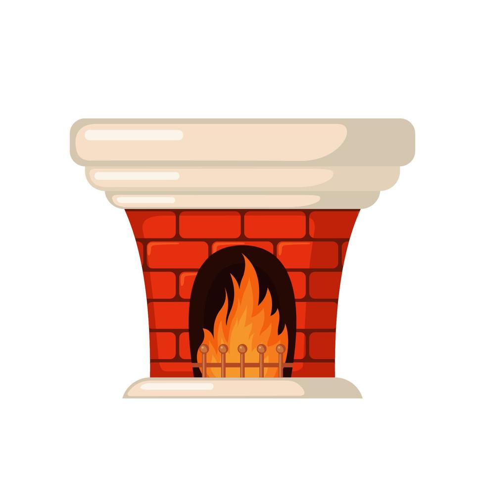 Brick fireplace icon in flat style isolated on white background. Vector illustration.