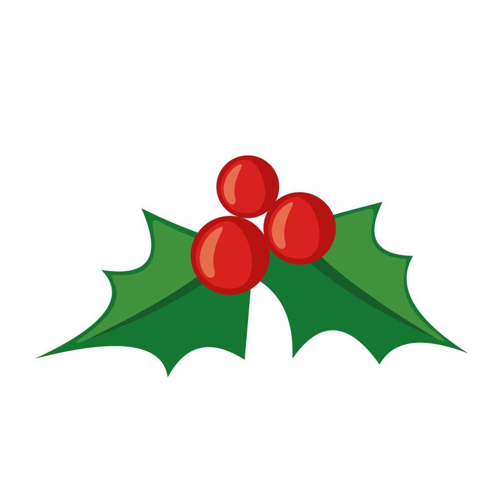 icono de muérdago de Navidad en estilo plano aislado sobre fondo blanco. ilustración vectorial vector