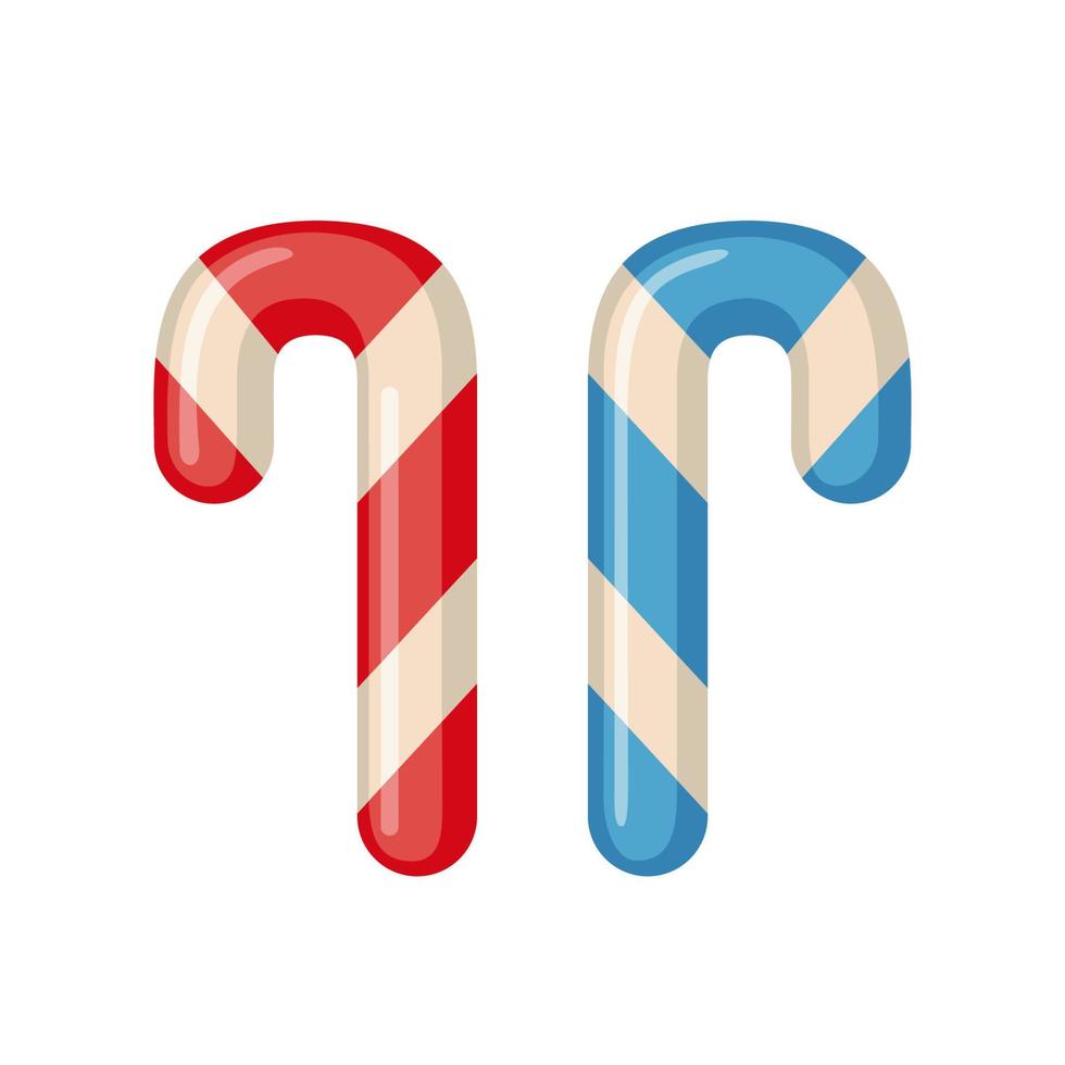 Candy cane icon in flat style isolated on white background. Vector illustration.