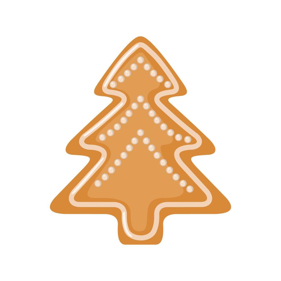 icono de pan de jengibre en forma de árbol de Navidad en estilo plano aislado sobre fondo blanco. ilustración vectorial vector