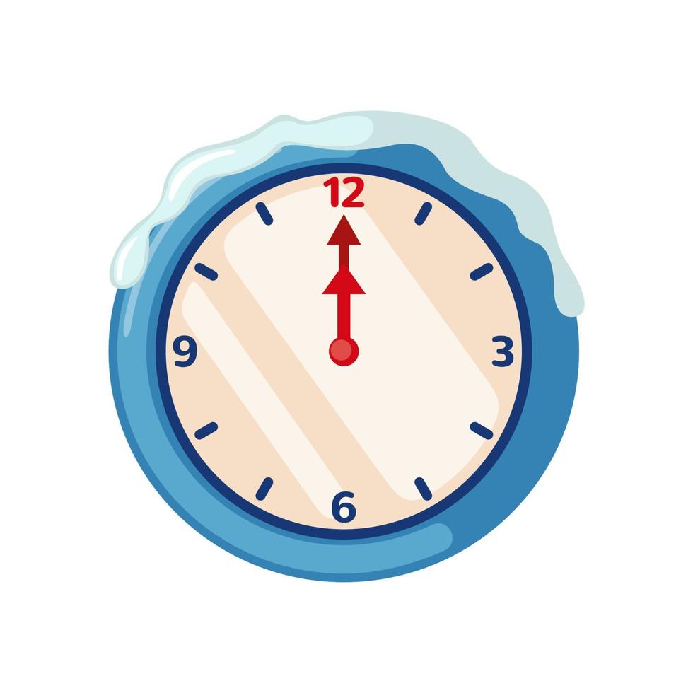 Christmas clock icon in flat style isolated on white background. Vector illustration.
