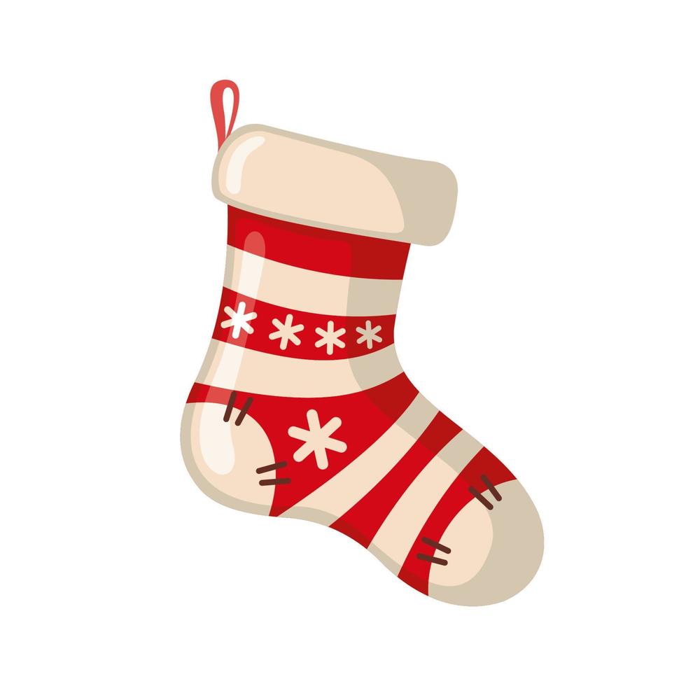 Christmas sock icon in flat style isolated on white background. Vector illustration.