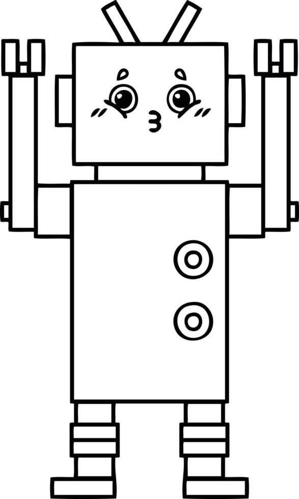 line drawing cartoon robot vector