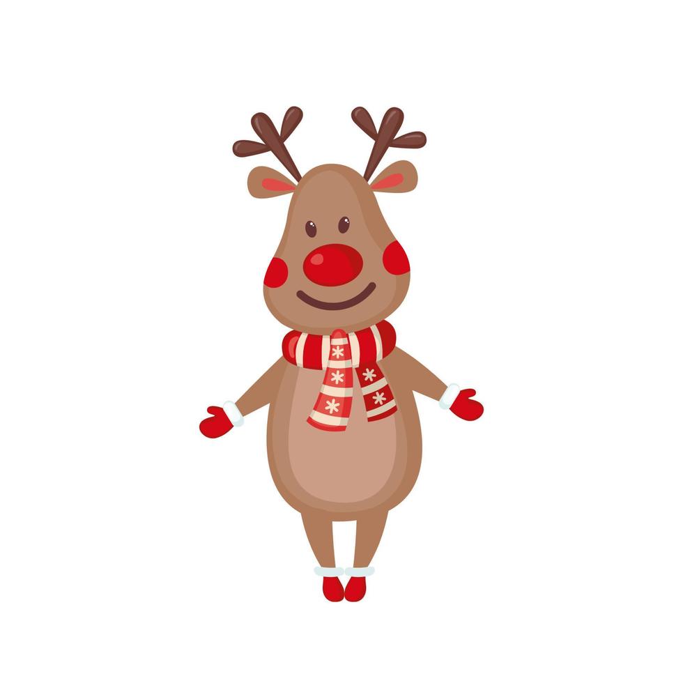 Cute Reindeer icon in flat style isolated on white background. Christmas symbol. Vector illustration.