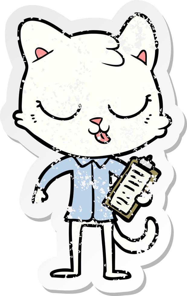 distressed sticker of a cartoon cat vector