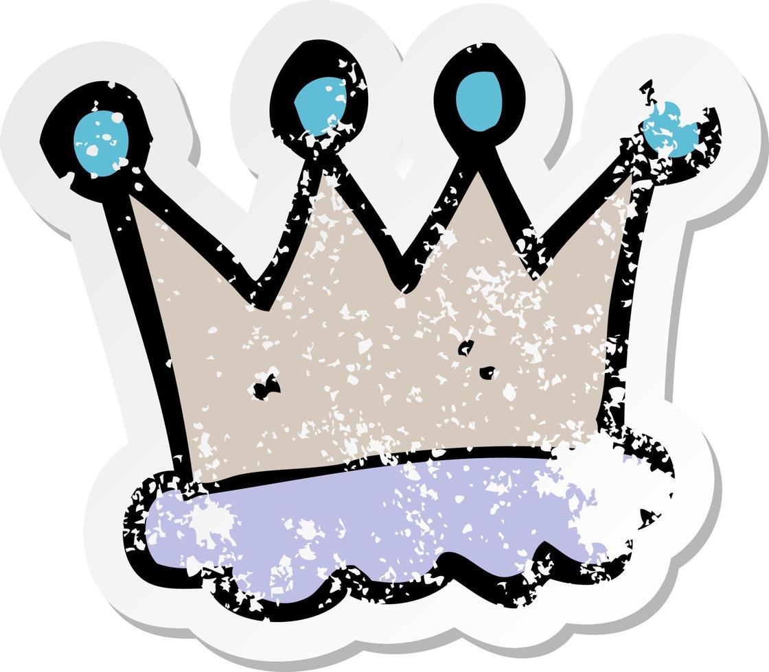 retro distressed sticker of a cartoon crown symbol vector