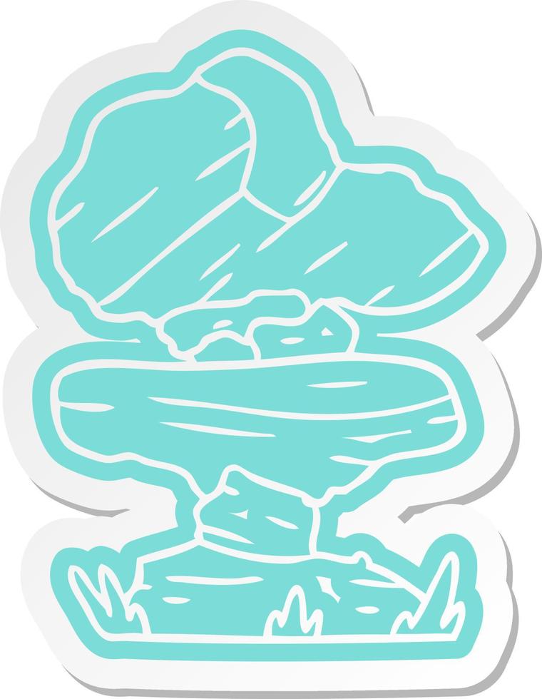 cartoon sticker of grey stone boulders vector
