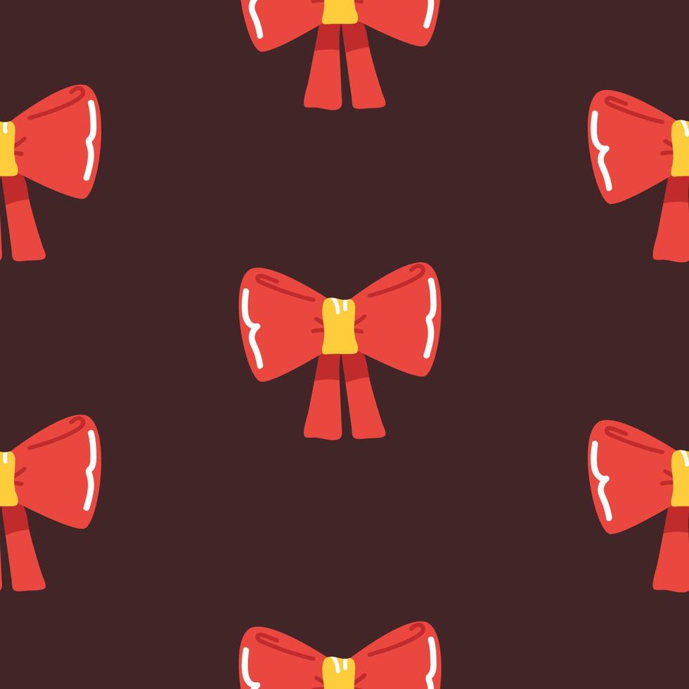 Seamless pattern with bows on brown background. Vector illustration.