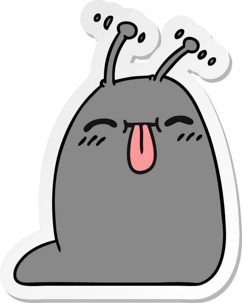 sticker cartoon of a happy kawaii slug vector