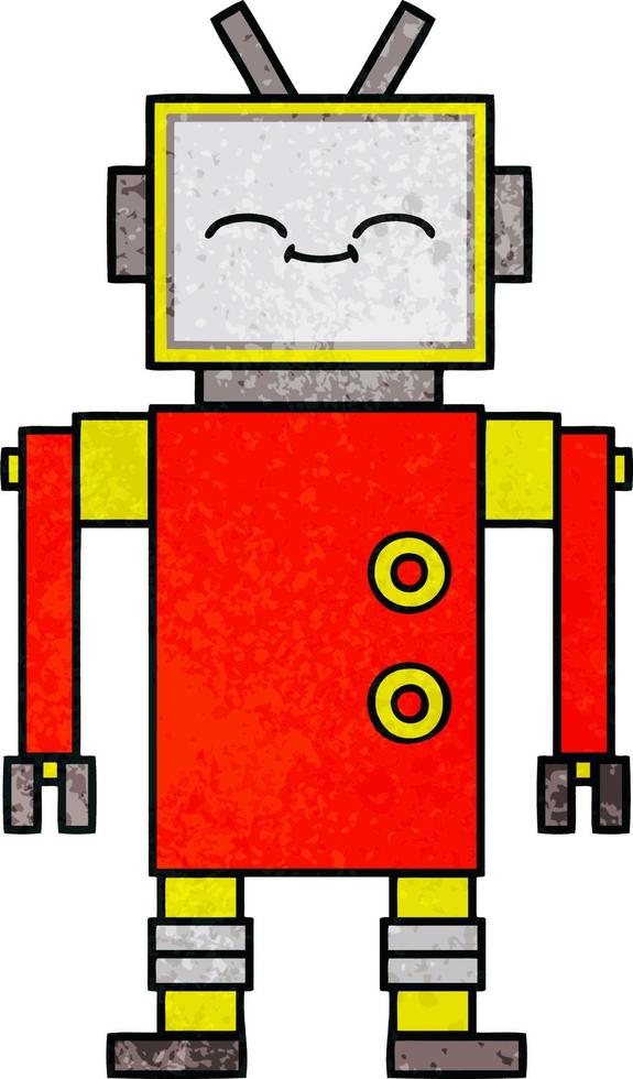 retro grunge texture cartoon robot vector