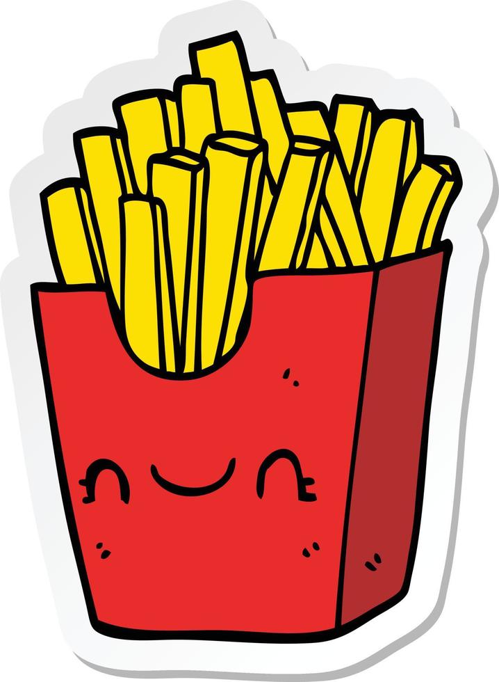 sticker of a cartoon fries in box vector