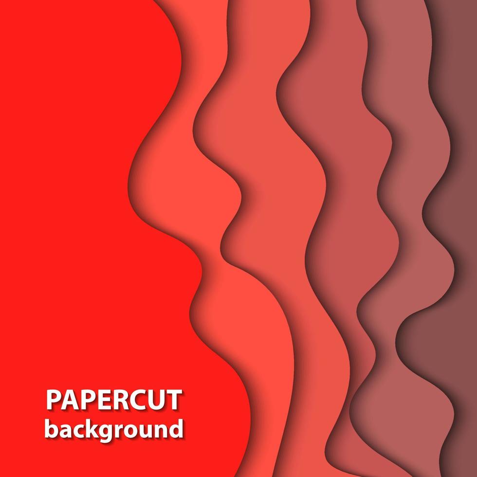 Vector background with bright deep red color paper cut shapes. 3D abstract paper art style, design layout for business presentations, flyers, posters, prints, cards, brochure cover.