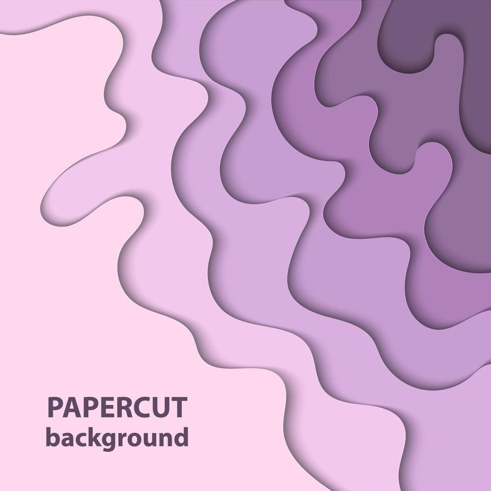 fondo vectorial con lavanda pastel, formas de corte de papel de color lila.  estilo de arte
