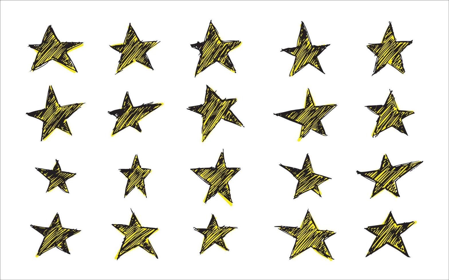 Vector illustration of hand drawn doodle stars symbol pattern by using ballpoint to draw with shade and colored