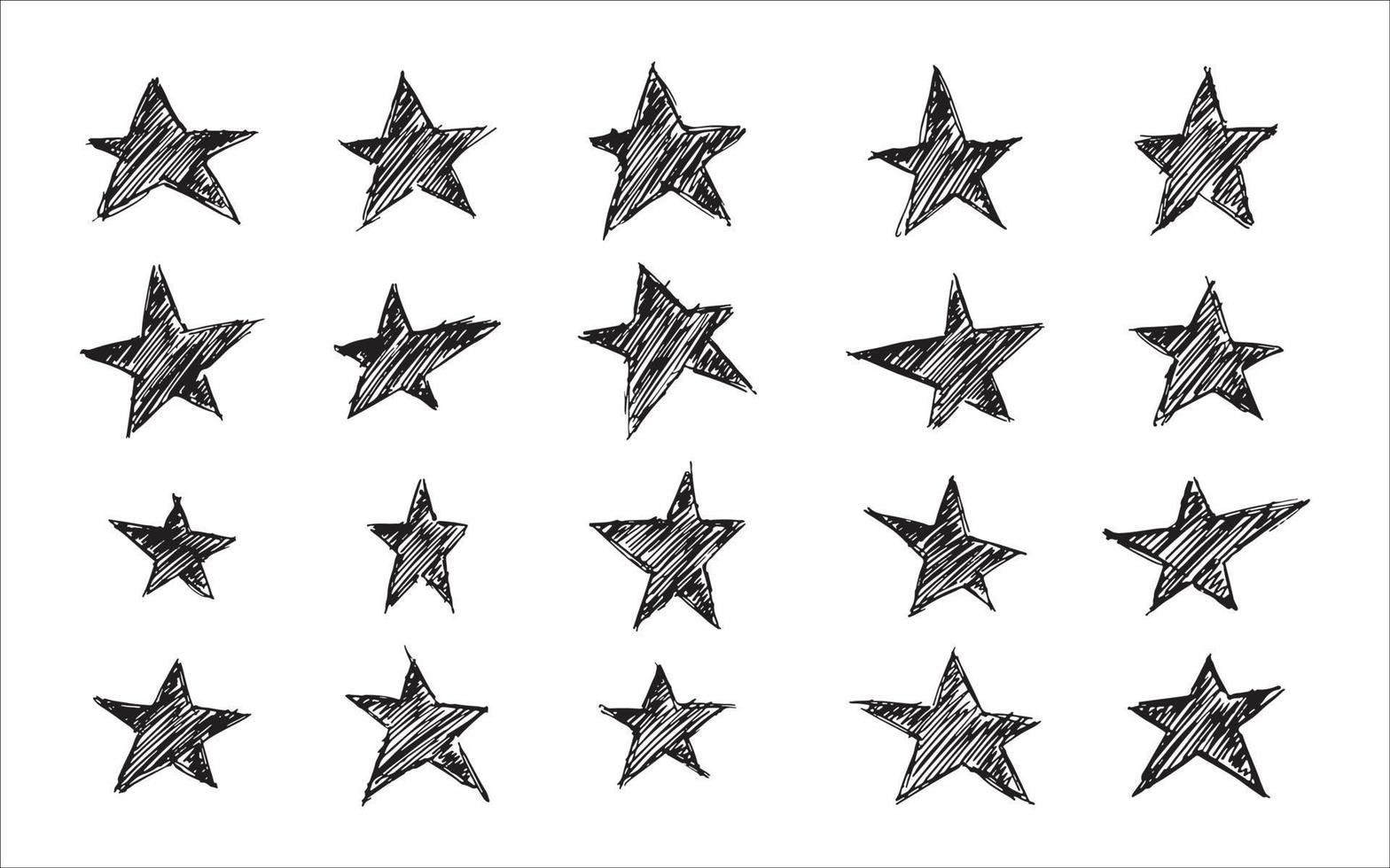 Vector illustration of hand drawn doodle stars symbol pattern by using ballpoint to draw with shade