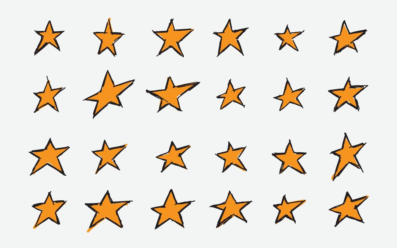 Set of Colored Vector illustration of hand drawn doodle stars symbol pattern by using ballpoint to draw