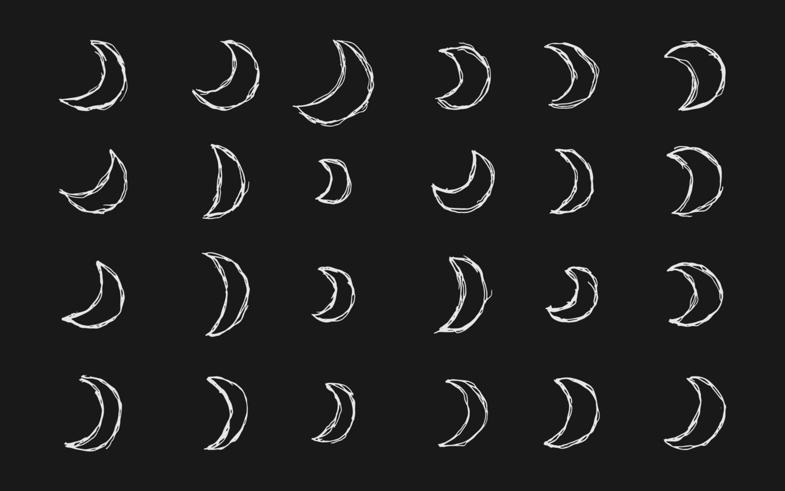 Vector illustration of hand drawn doodle half moon symbol pattern by using ballpoint to draw