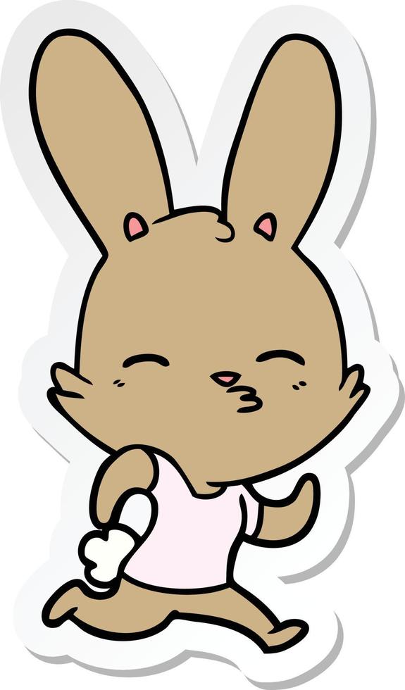 sticker of a cartoon running rabbit vector