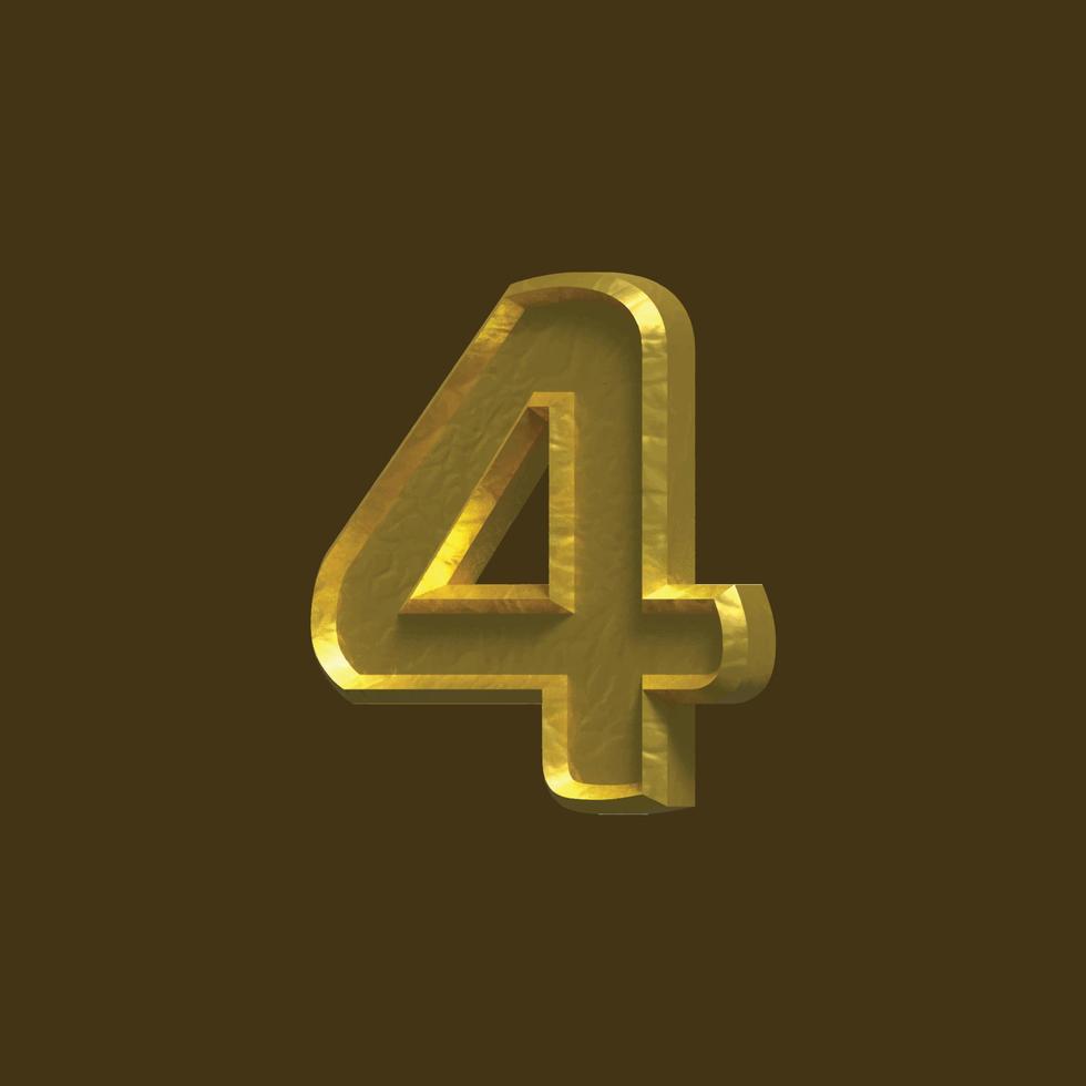 Four Number 4 3D Vector Number Design Illustration