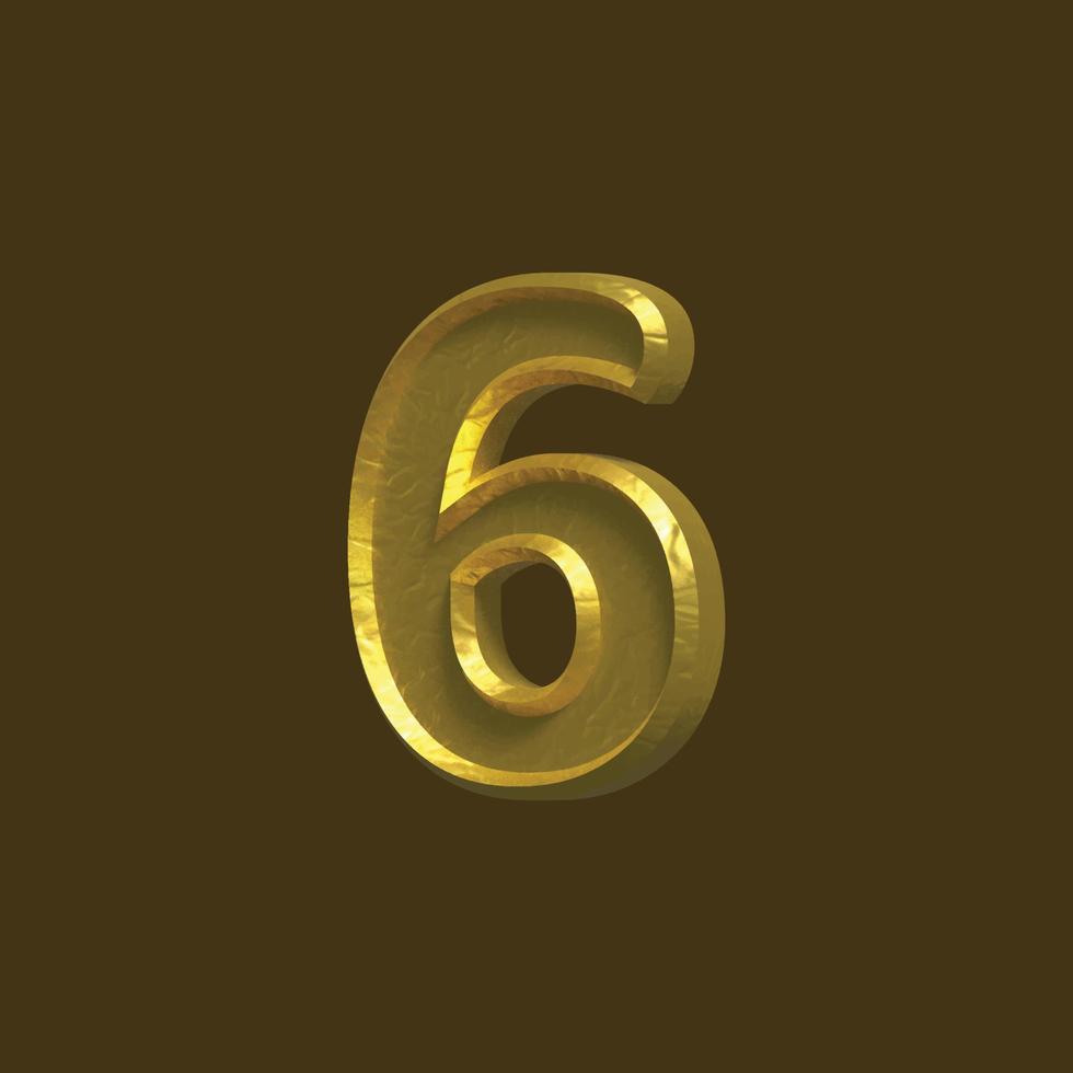 Six Number 6 3D Vector Number Design Illustration