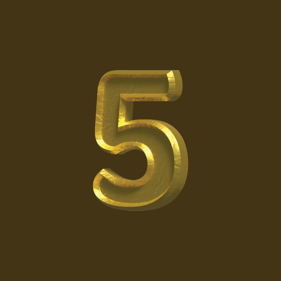 Five Number 5 3D Vector Number Design Illustration