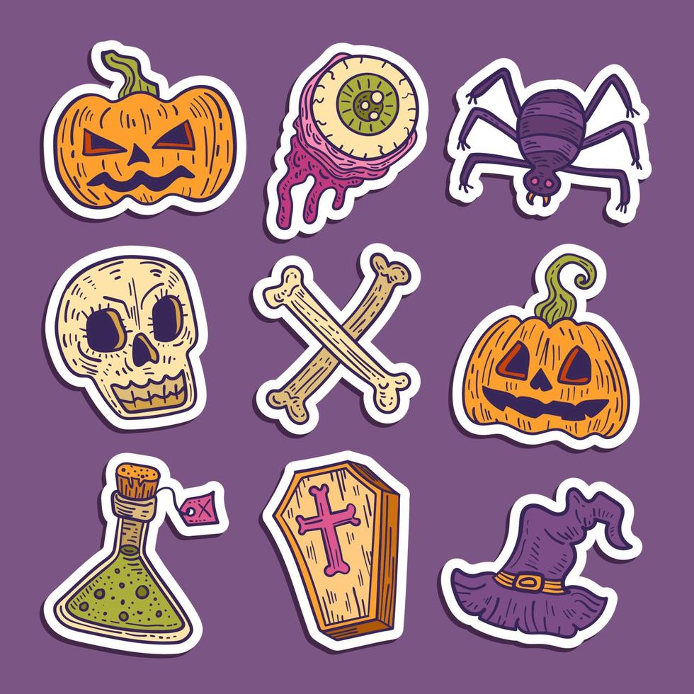 Celebration of Halloween Goth Aesthetic Stickers vector