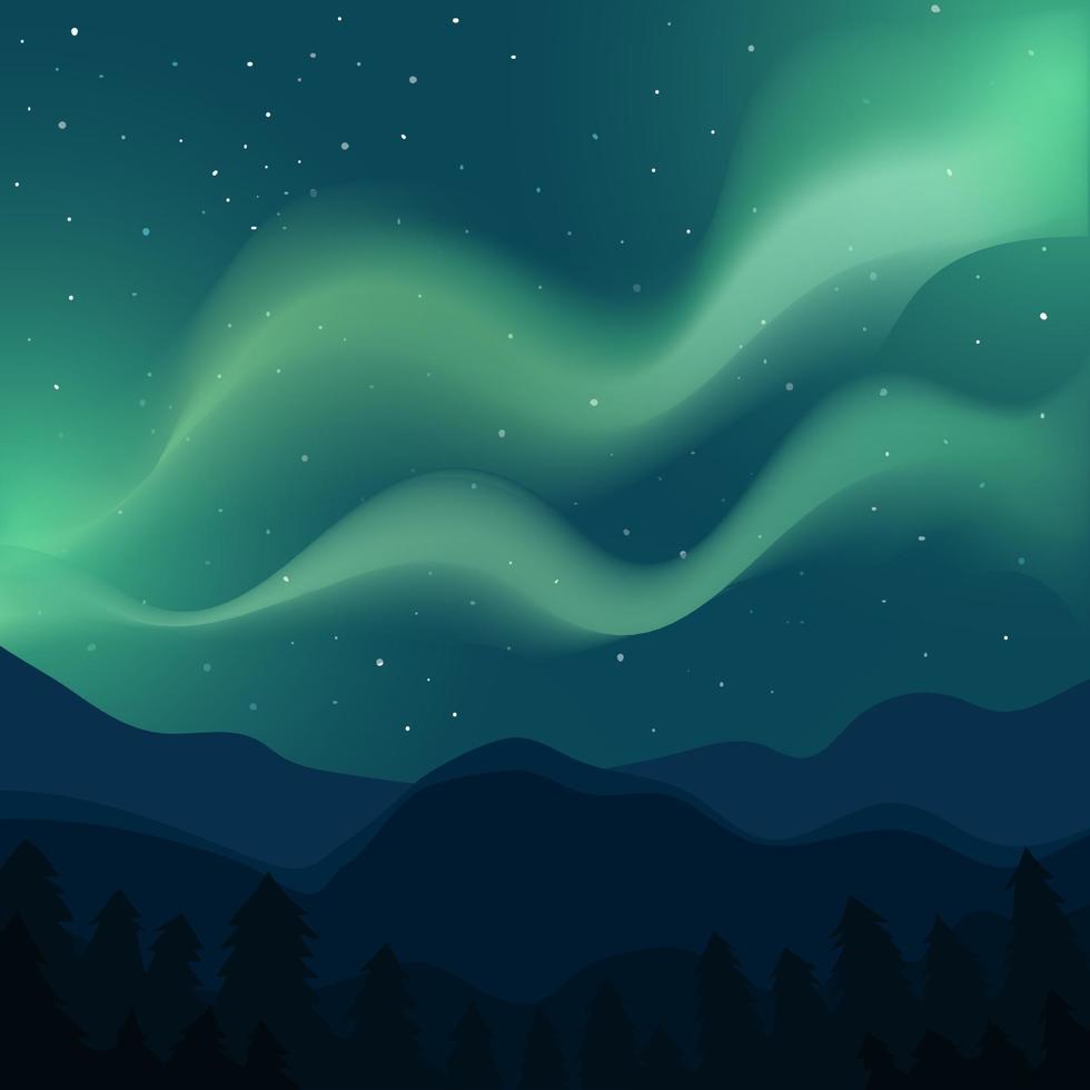 hermosa aurora en el fondo del cielo nocturno vector