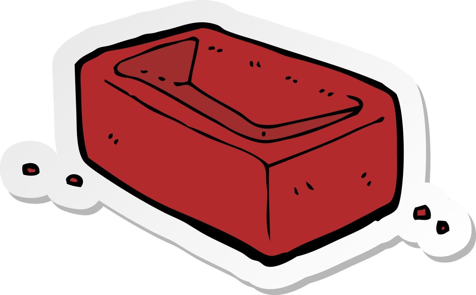 sticker of a cartoon brick vector