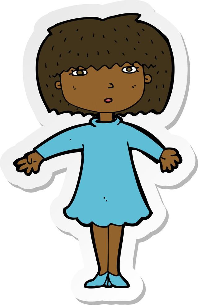 sticker of a cartoon surprised woman vector