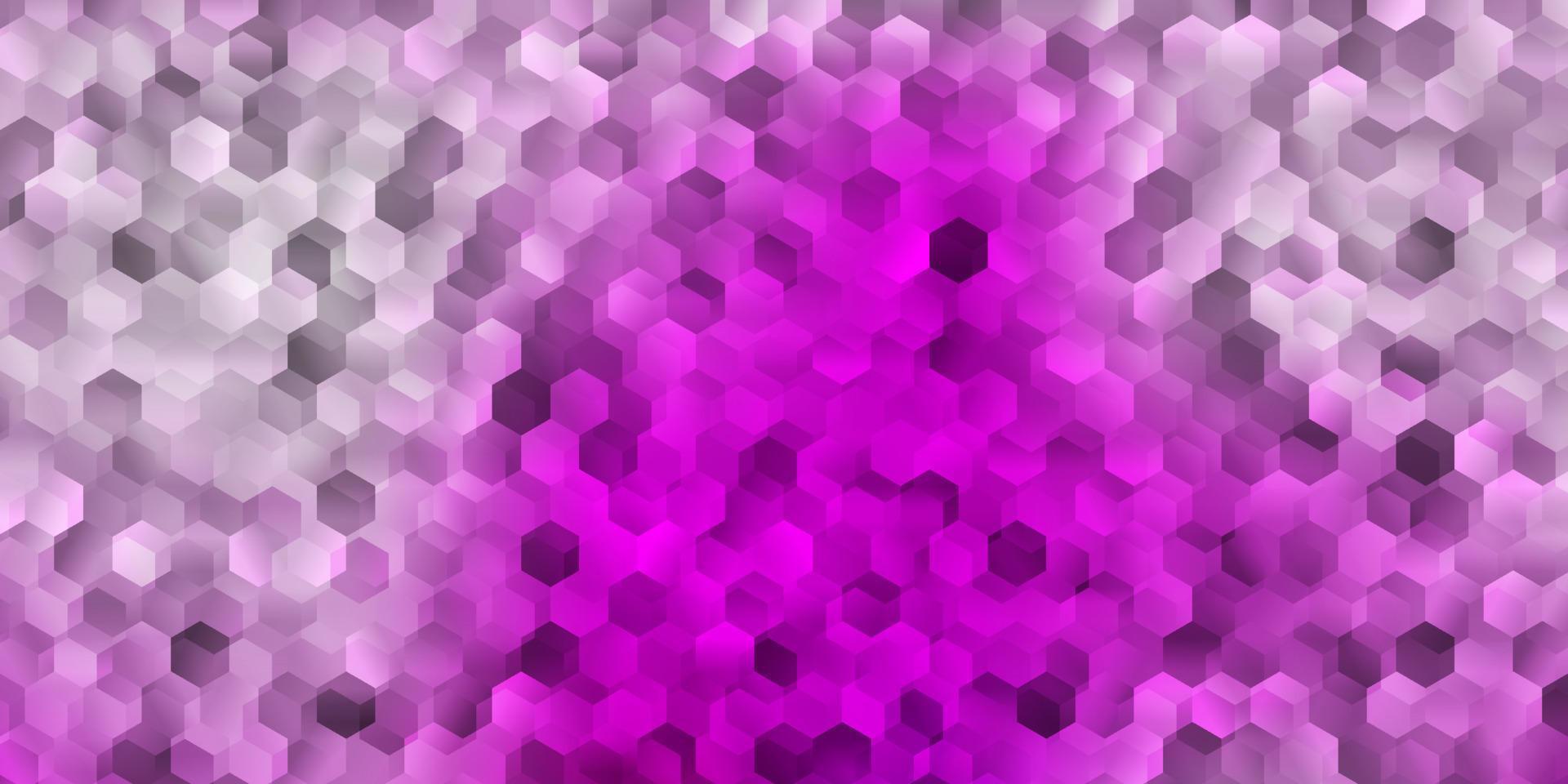 Telón de fondo de vector violeta, rosa claro con un lote de hexágonos.