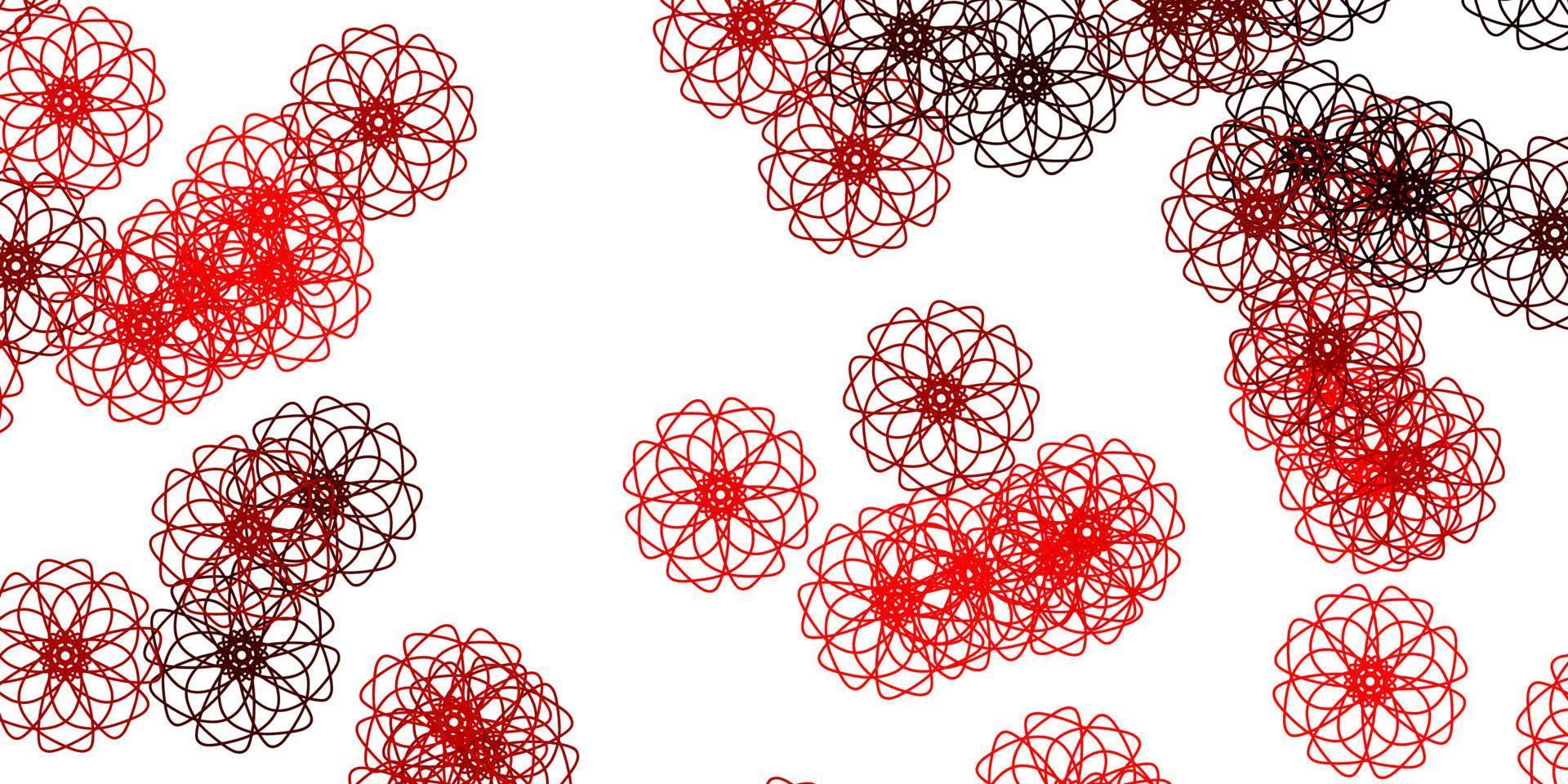 Light Red vector doodle background with flowers.