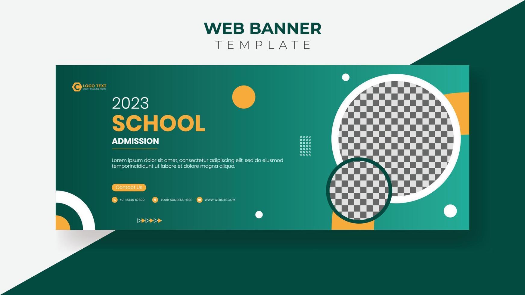 plantilla de banner web de redes sociales de admisión a la escuela creativa vector