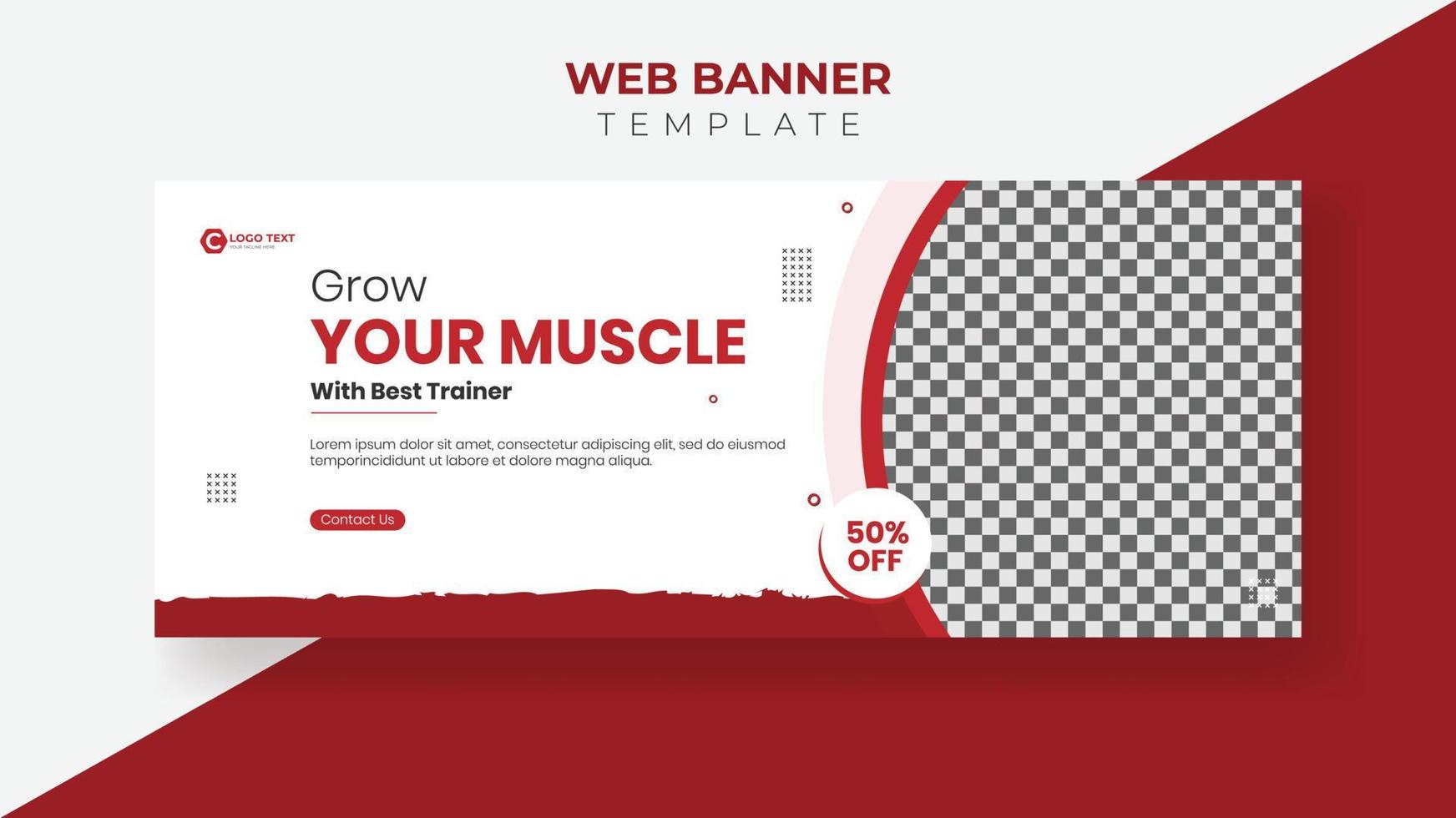 Gym and fitness Modern web banner design template vector