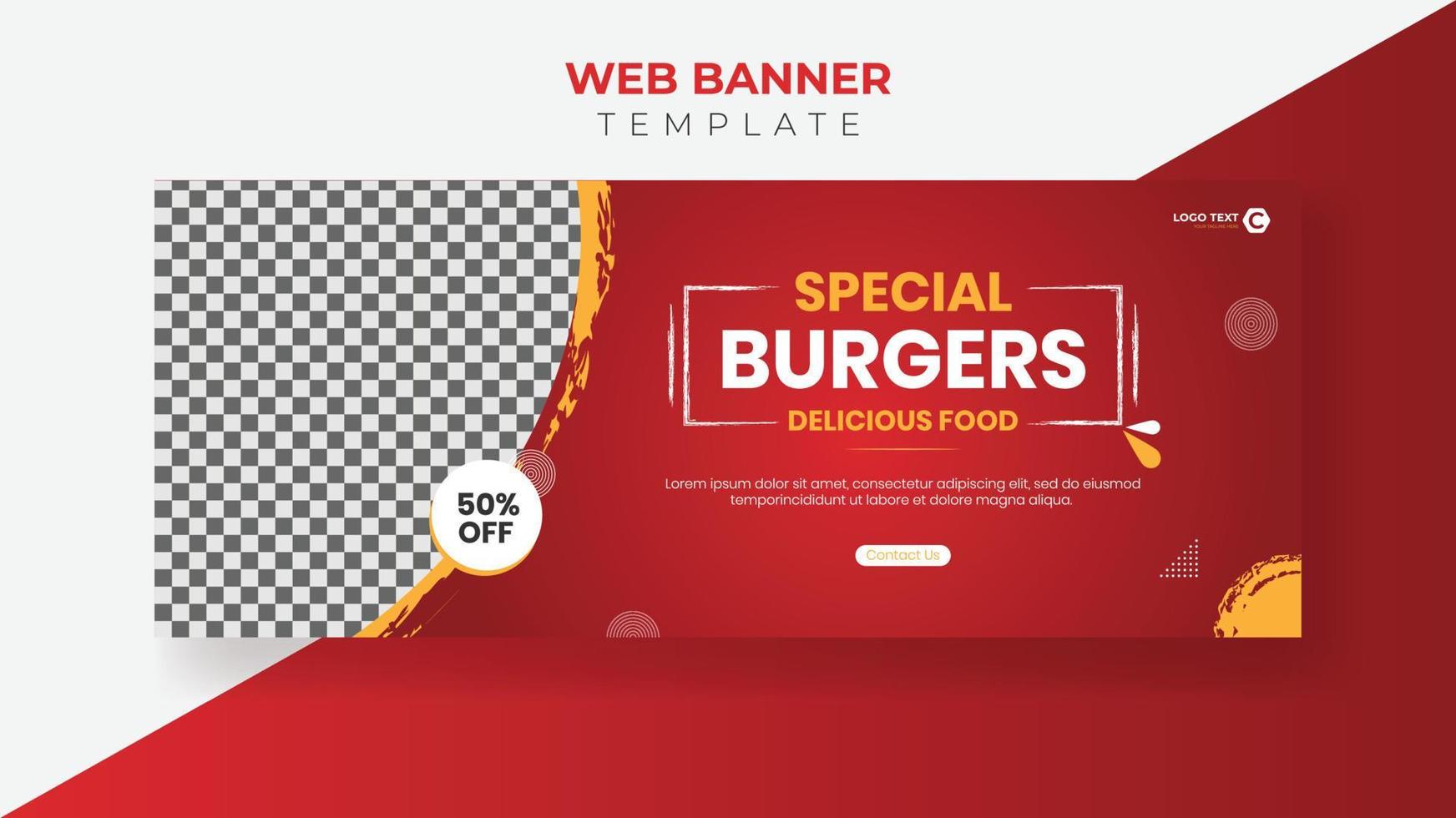 plantilla de banner web de redes sociales de restaurante y comida rápida vector