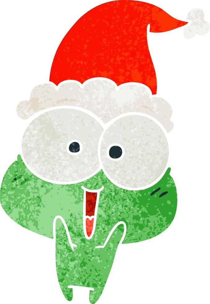 christmas retro cartoon of kawaii frog vector