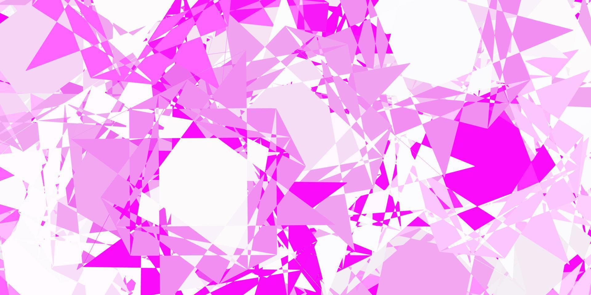 textura de vector púrpura claro, rosa con triángulos al azar.