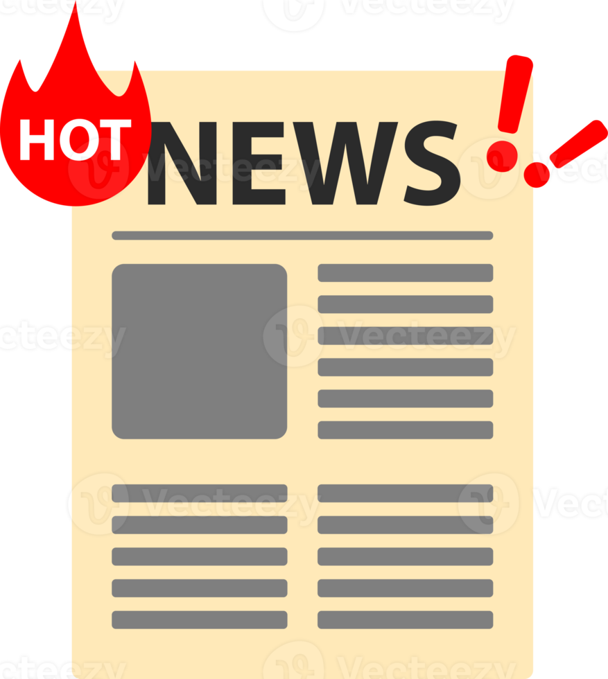 krant- en brand icoon illustratie heet nieuws concept png