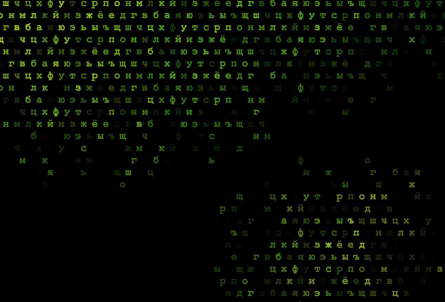 Dark green vector cover with english symbols.